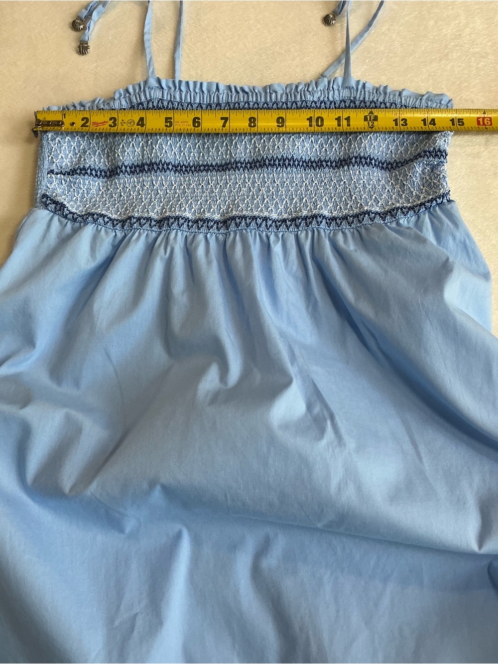 Charlotte by Cato Blue Smocked Cotton Midi Dress XL Cottagecore Sun Dress - Picture 5 of 11